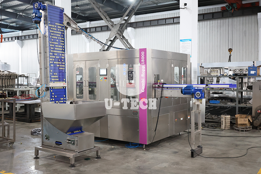 Автоматическая высокоскоростная ротационные газированные напитки напитки фруктовый виноградный виноград винный винный виски пивная стеклянная бутылка укупорочная машина