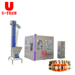 U TECH MACHINE Автоматическая роторная жидкая поршневая машина для наполнения и запечатывания салата с чили икрой, томатным соусом, цена линии
